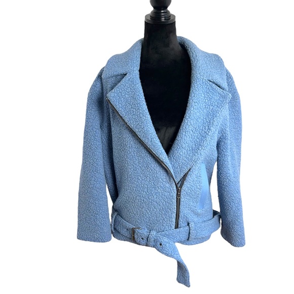 Tibi Blue Oversized Moto Jacket Coat Bloggers Fav EUC SZM - Picture 6 of 13